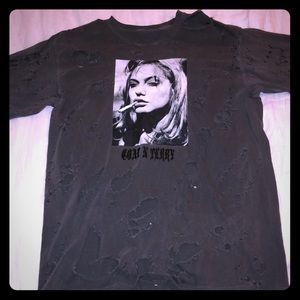Distressed Angelina Jolie printed t shirt